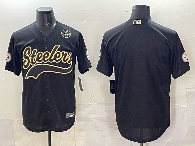 Men 2025 Nike Pittsburgh Steelers Blank Black Joint Name  Limited NFL Jersey style 045